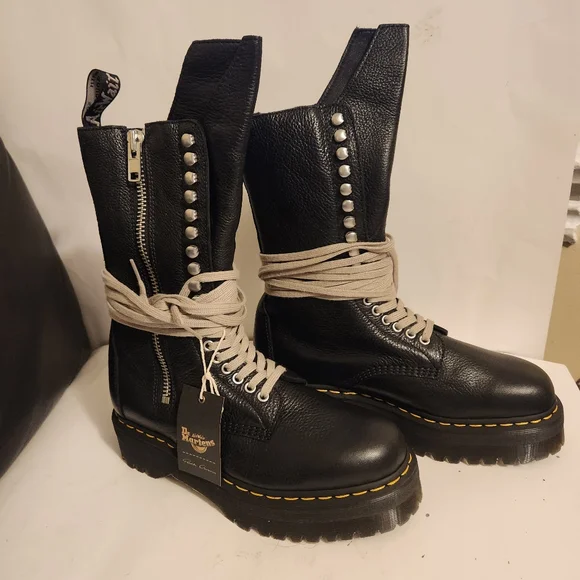 Rick Owens x Dr Martens Quad Sole leather boots size 10.5 BNWOB - Picture 5 of 15